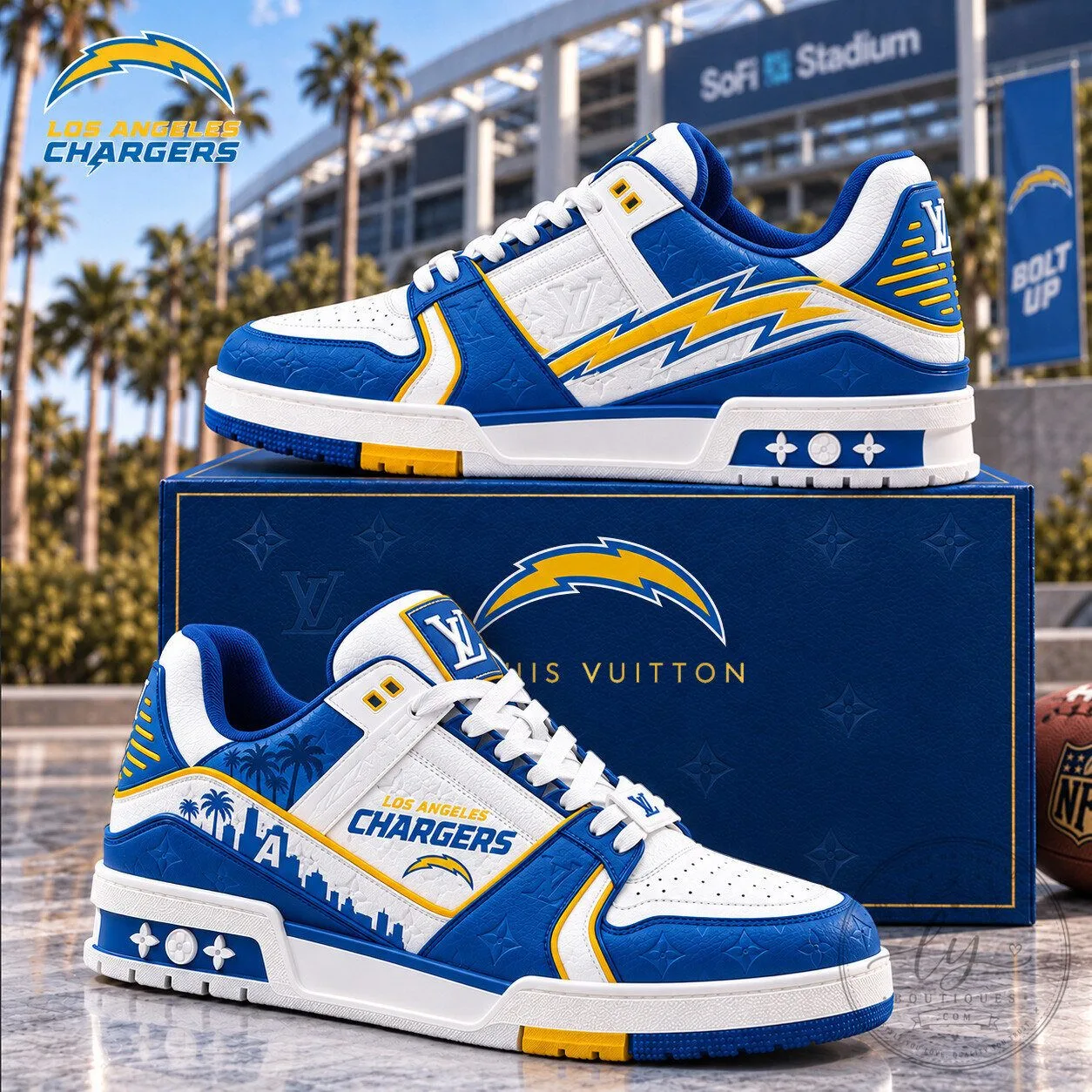 Los Angeles Chargers Football Team Logo Custom Pattern Sneakers