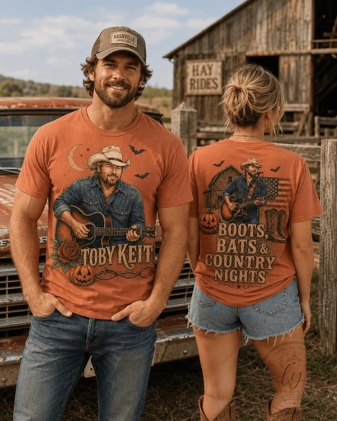 Toby Keith Cowboy Shirt Boots Bats Country Nights Halloween T-Shirt