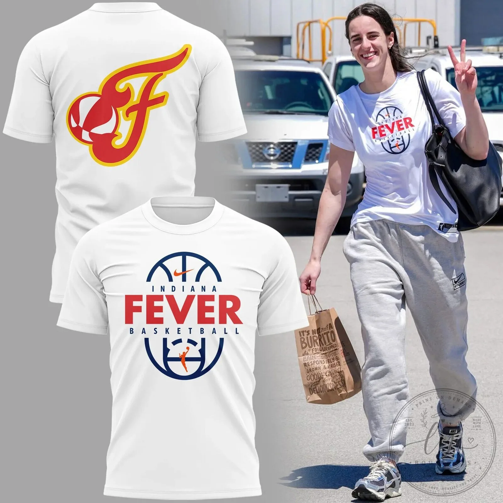 Limited Edition T-shirt Featuring Caitlin Clar x Indiana Fever 2026 Collaboration