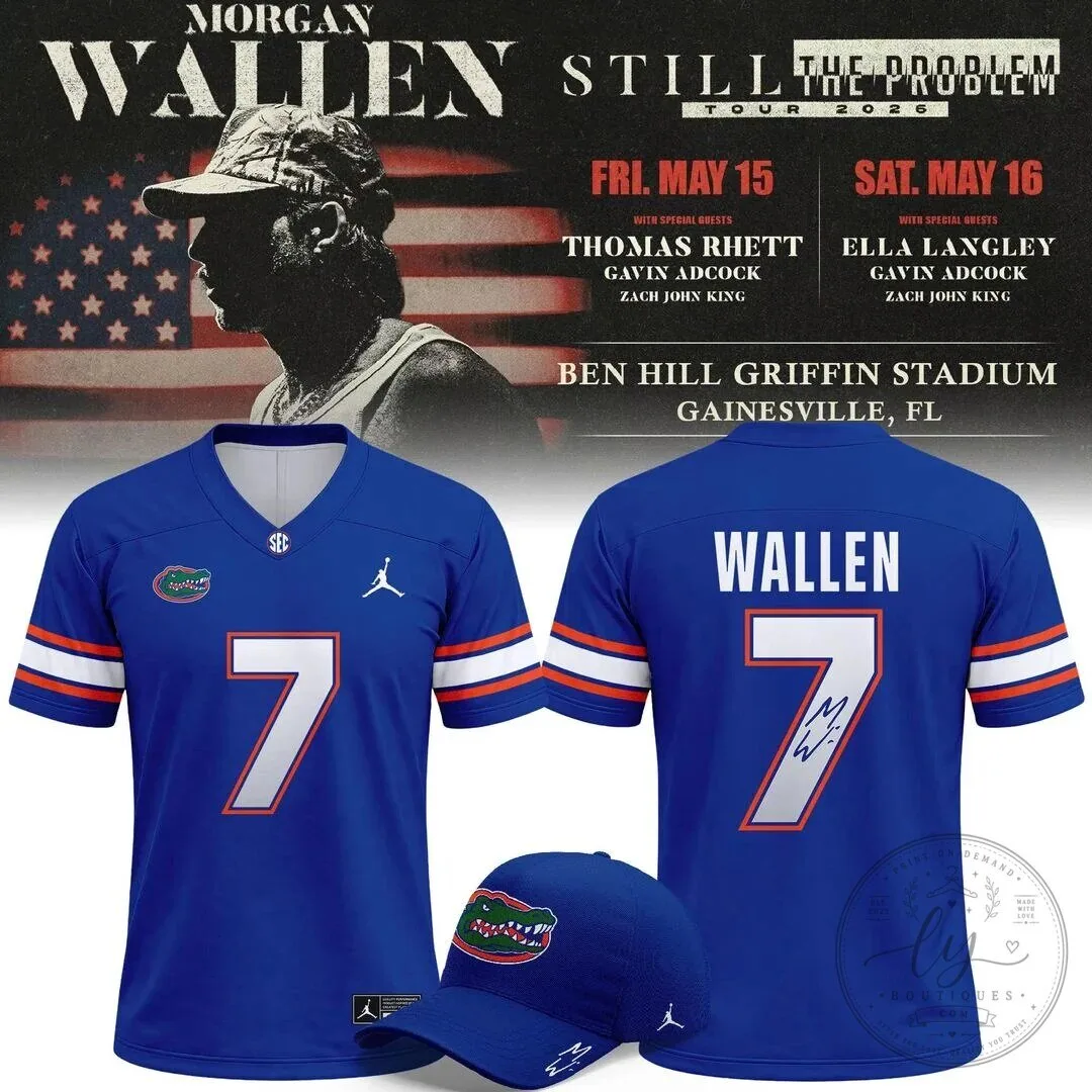 Florida Gators Football Morgan Wallen Number 7 Blue Jersey