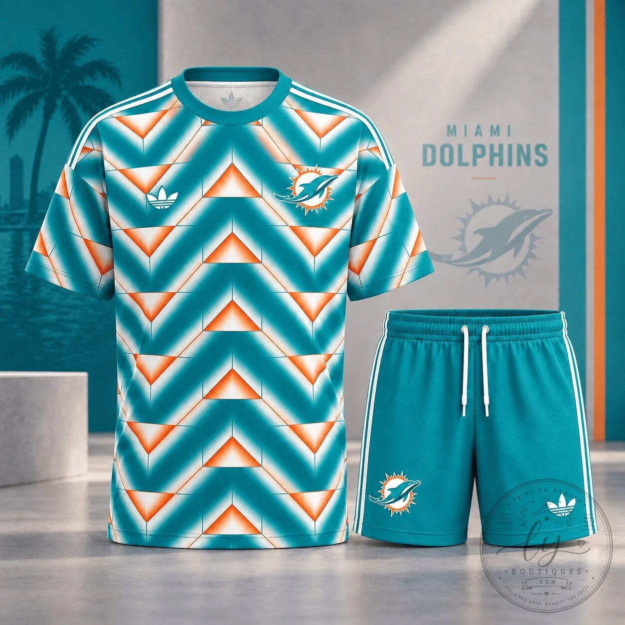 Miami Dolphins Shirt and Shorts Set Geometric Performance Apparel 1 Miami Dolphins Shirt and Shorts Set Geometric Performance Apparel