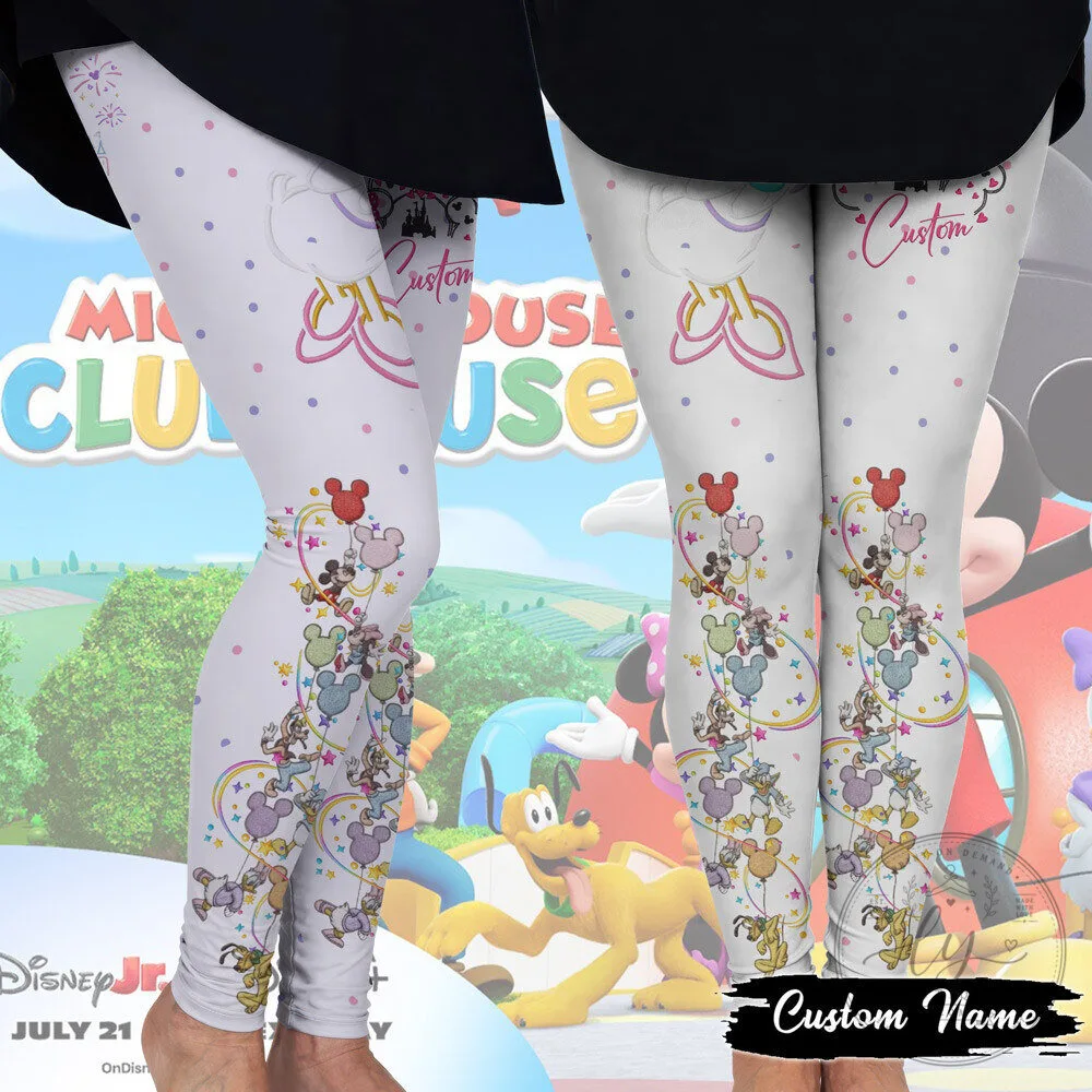 Mickey Mouse Clubhouse Balloons Custom Name Leggings for Women