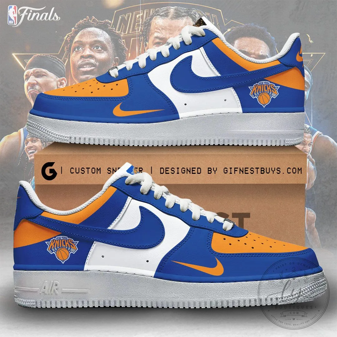 New York Knicks Basketball Team Blue and Orange Custom Sneakers