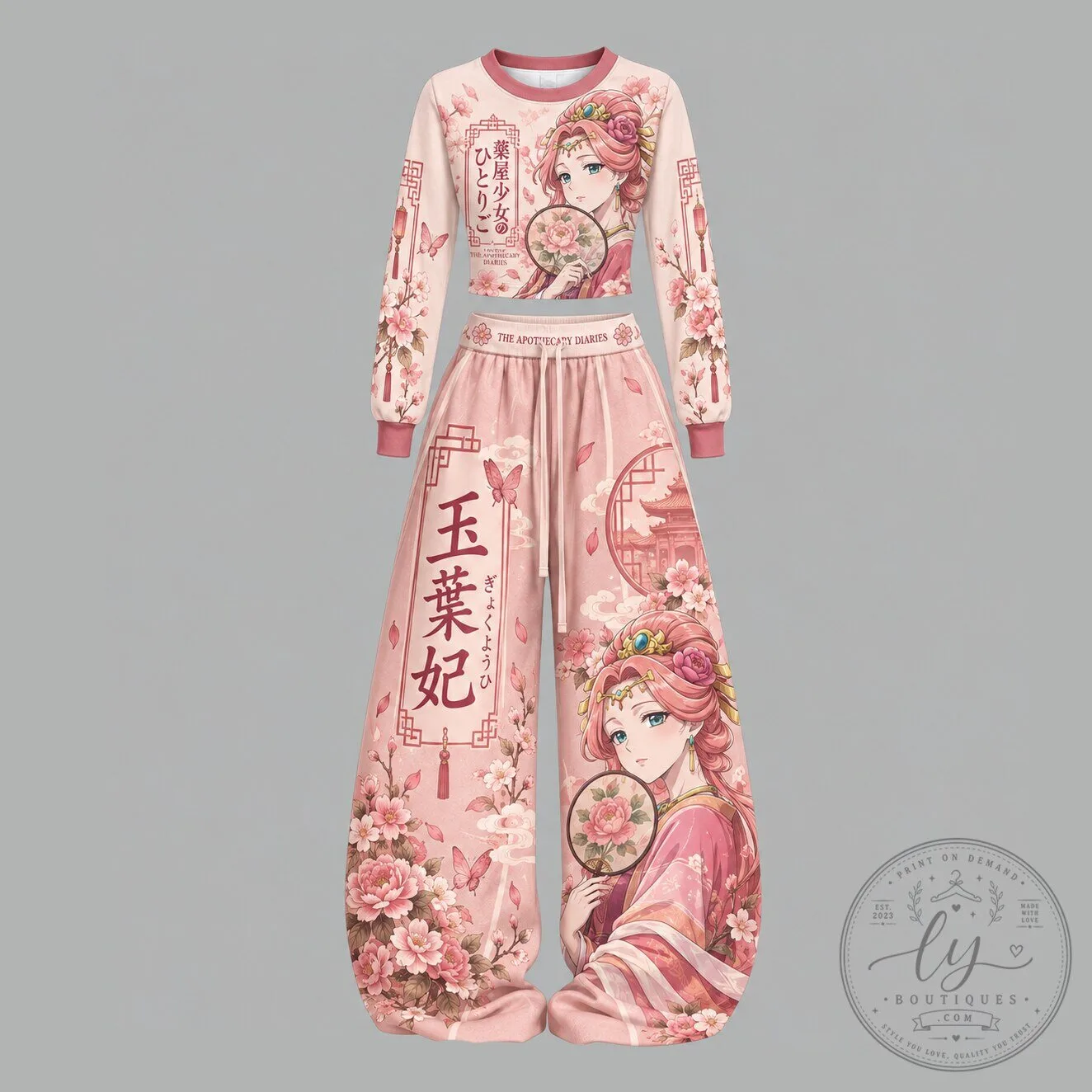 The Apothecary Diaries Maomao Pink Floral Anime Character Pajamas Set