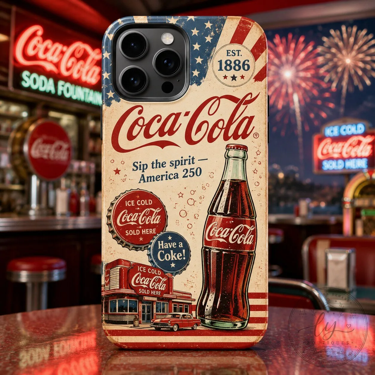 Coca-Cola Vintage Bottle Stars and Stripes iPhone Case