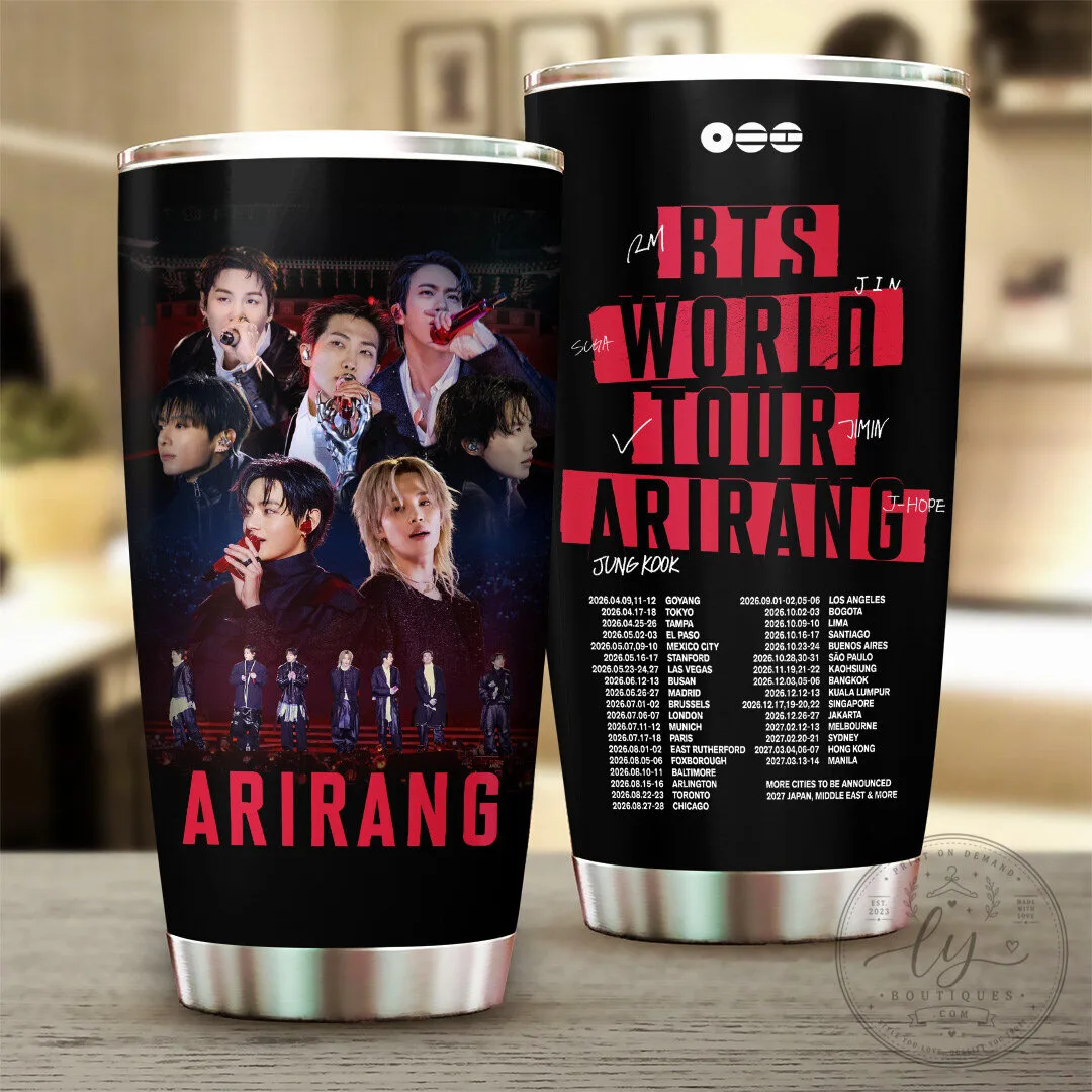 BTS World Tour Arirang 2026-2027 Concert Schedule Stainless Steel Tumbler