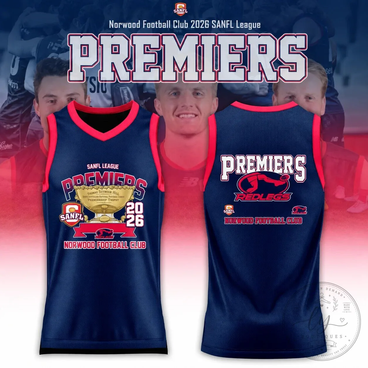 Norwood Football Club 2026 SANFL Premiers Redlegs League Football Jersey 7 Norwood Football Club 2026 SANFL Premiers Redlegs League Football Jersey