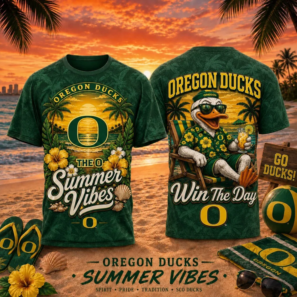 Oregon Ducks Summer Vibes Tropical Beach T-Shirt 26 Oregon Ducks Summer Vibes Tropical Beach T-Shirt