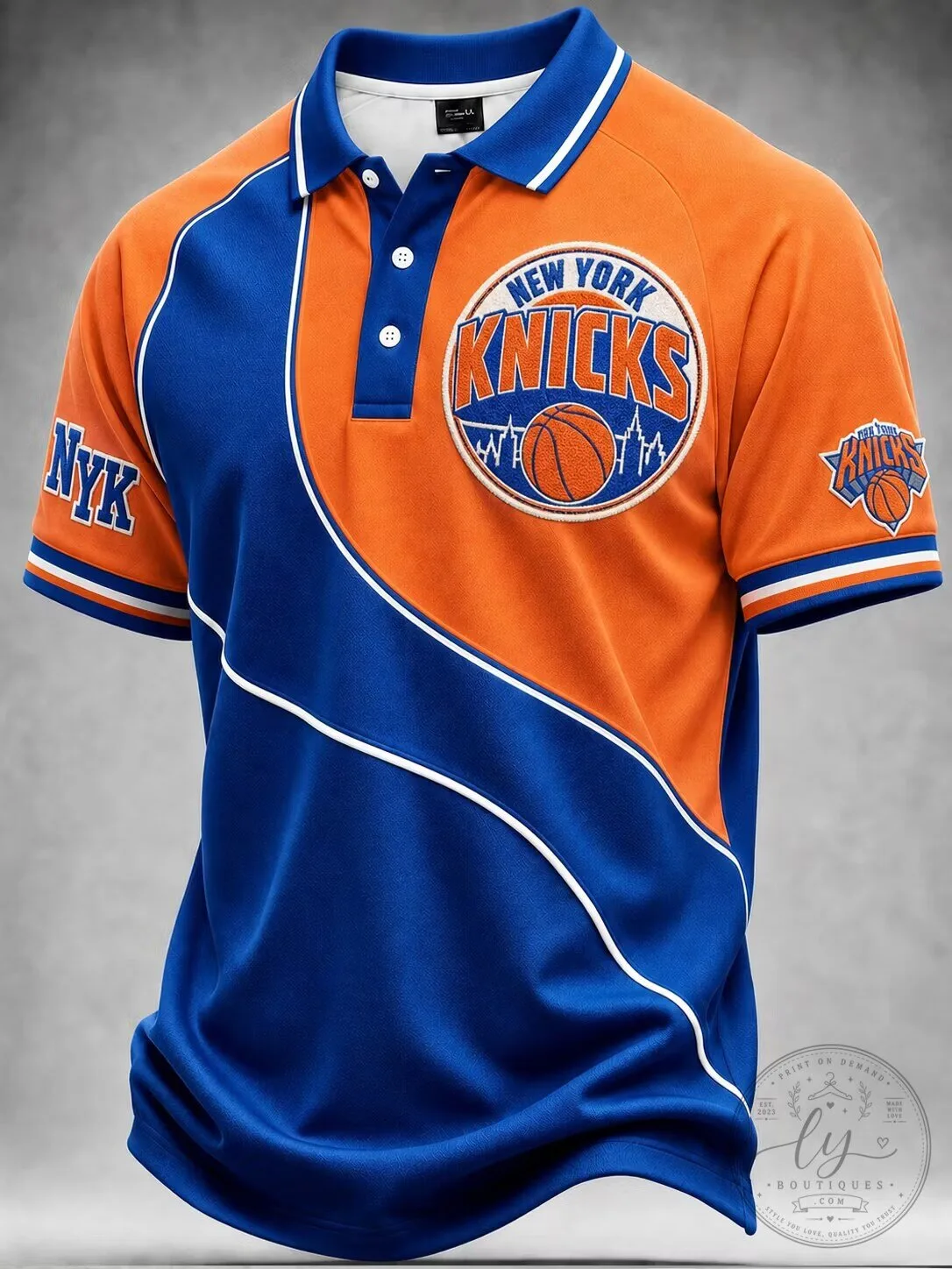 New York Knicks Vintage Style Basketball Fan Polo Shirt for Men