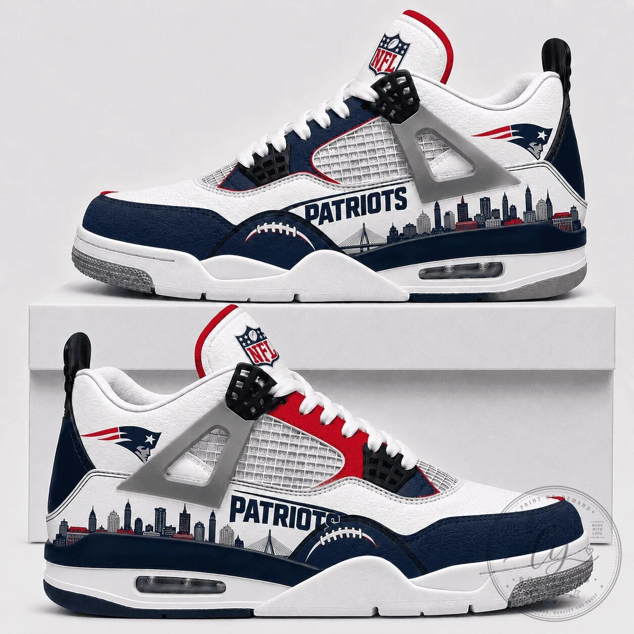 New England Patriots Air Jordan 4 Sneakers