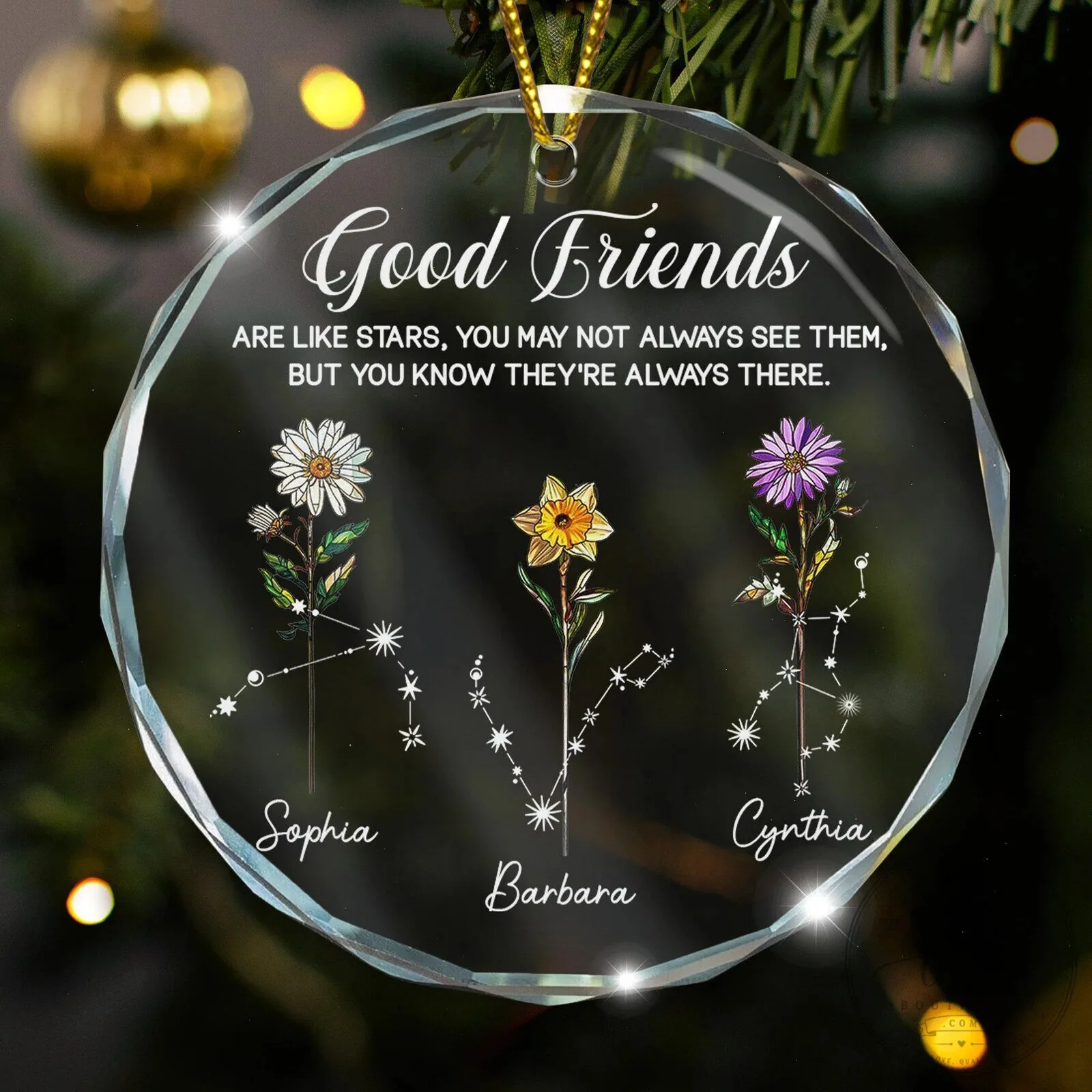 Personalized Good Friends Are Like Stars Round Glass Ornament 6 Personalized Good Friends Are Like Stars Round Glass Ornament