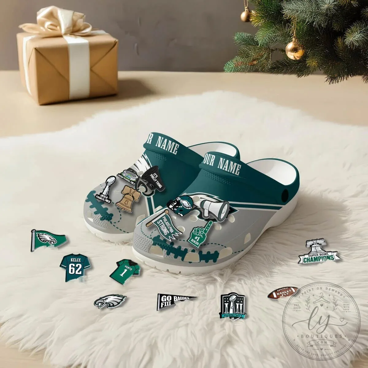 Philadelphia Eagles Football Team Fan Crocs Shoes with Custom Name