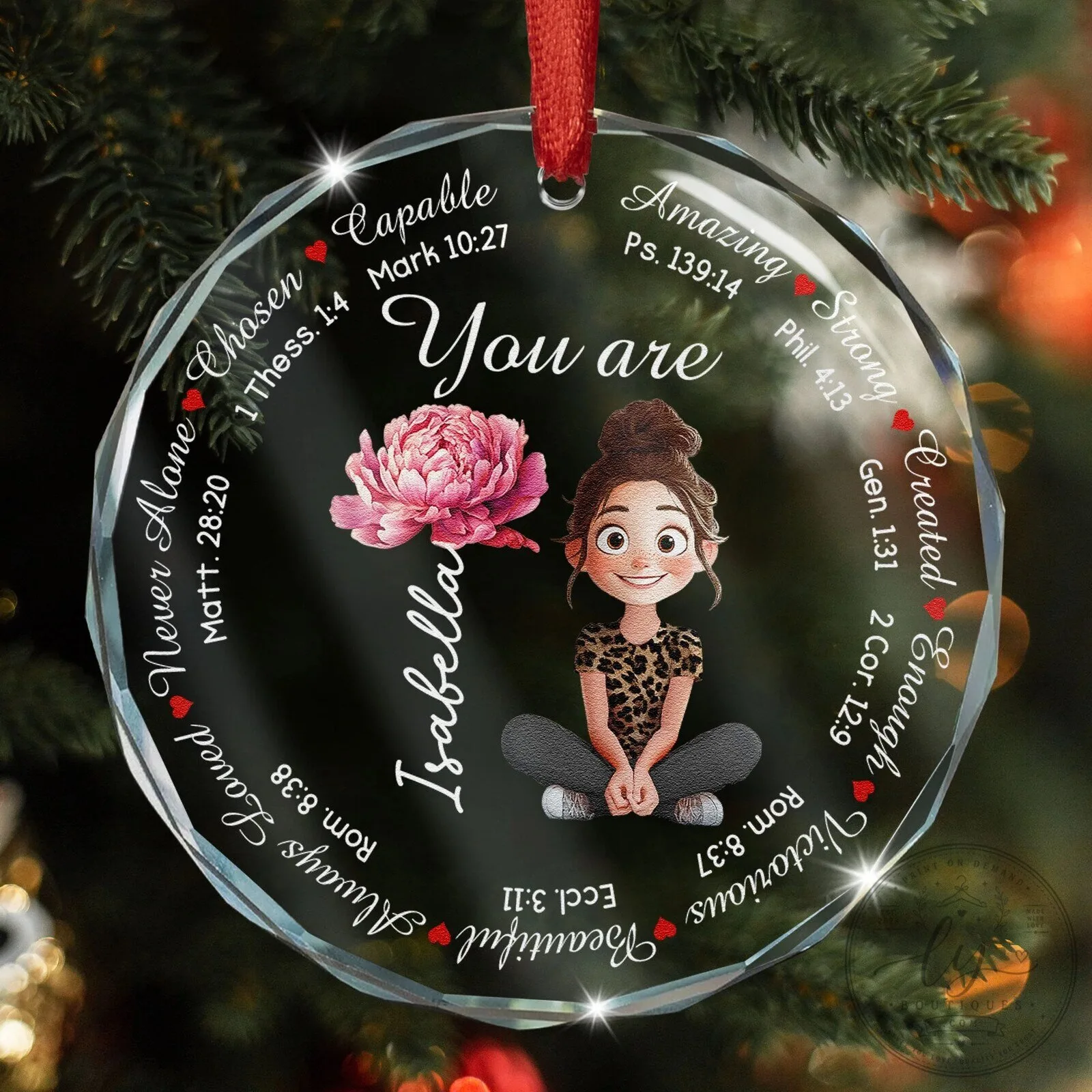Personalized Inspirational Bible Verse Round Glass Ornament for Christmas 11 Personalized Inspirational Bible Verse Round Glass Ornament for Christmas