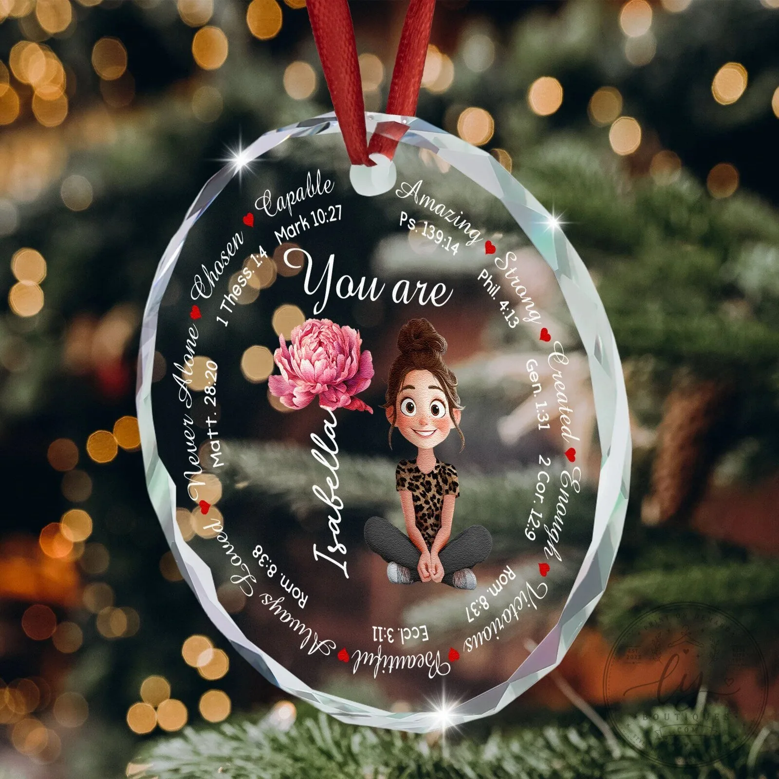 Personalized Inspirational Bible Verse Round Glass Ornament for Christmas 12 Personalized Inspirational Bible Verse Round Glass Ornament for Christmas