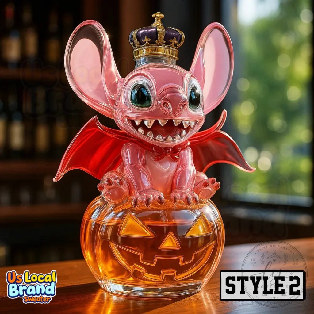Stitch Halloween Limited Edition Whiskey Bottle with Crown and Pumpkin