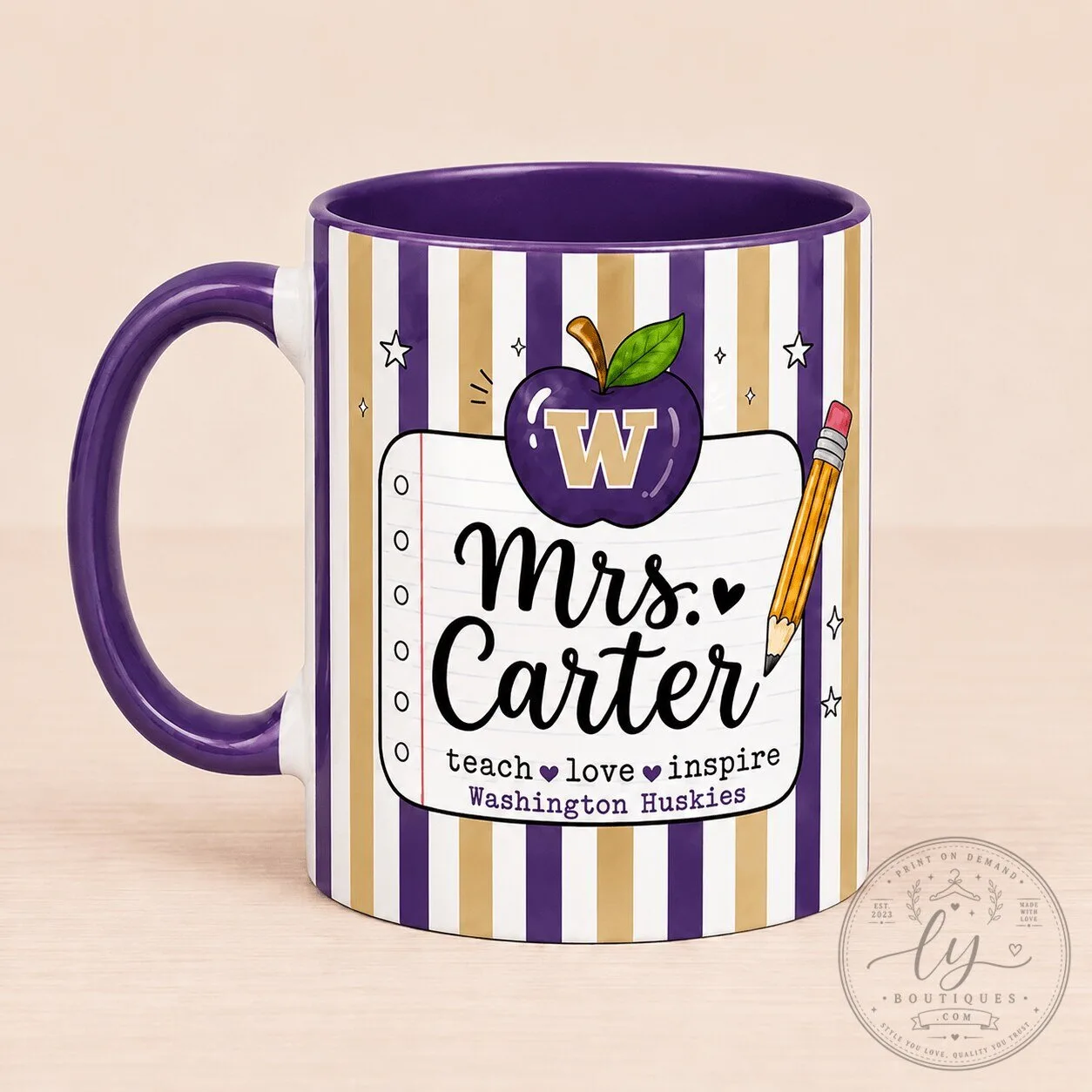 Washington Huskies Personalized Teacher Appreciation Coffee Mug