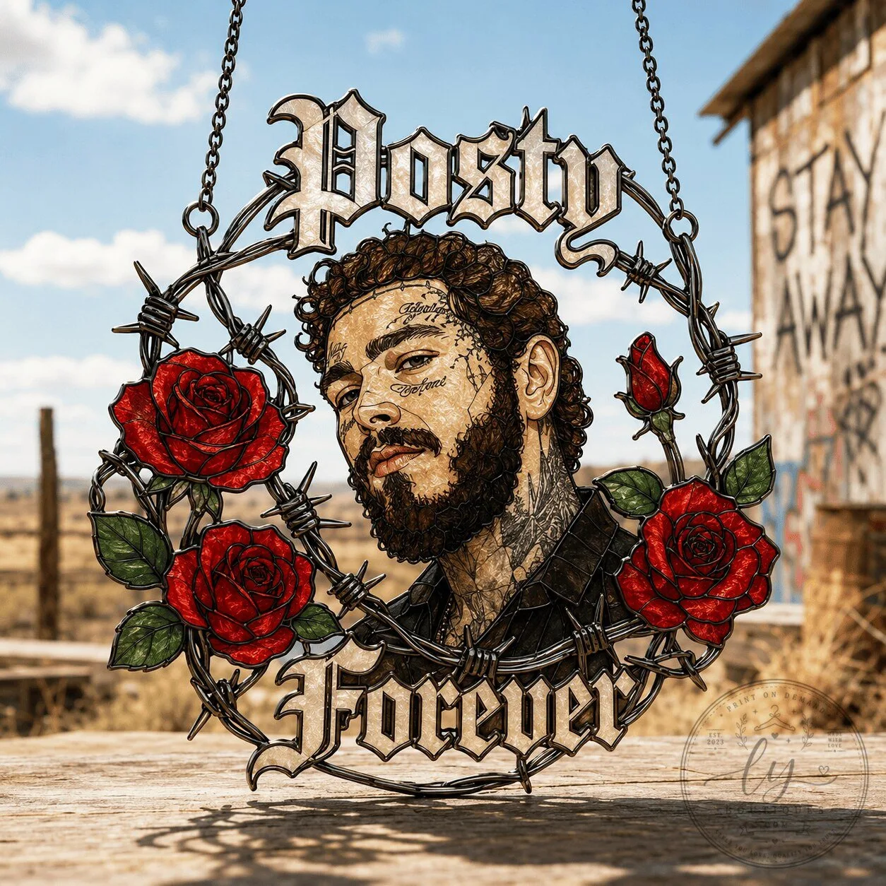 Post Malone Posty Forever Stained Glass Window Hanging Suncatcher Decoration
