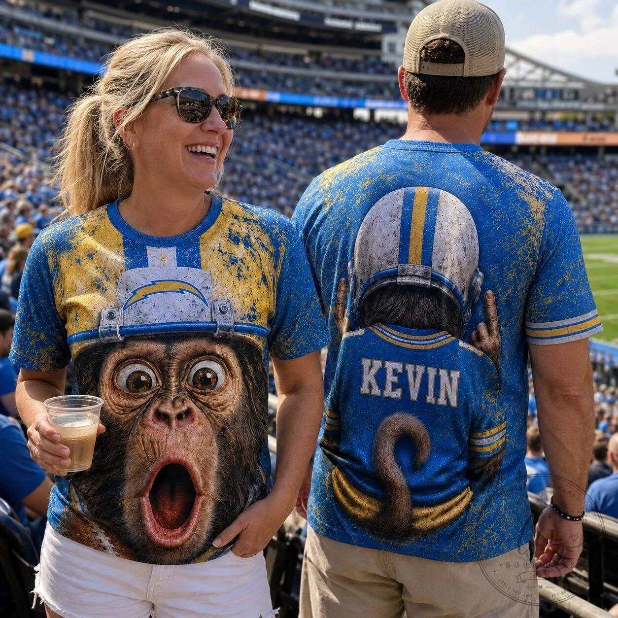 Los Angeles Chargers Football Monkey Fan T-Shirt