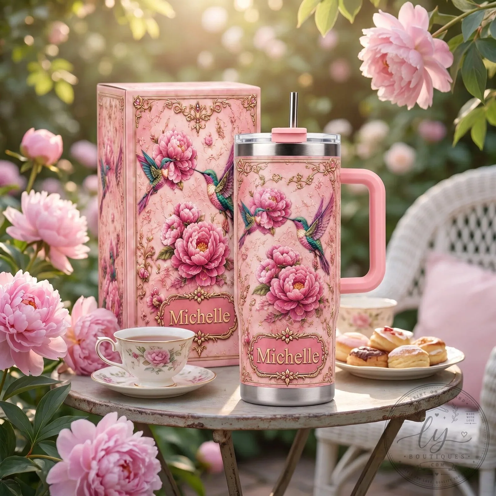 Personalized Hummingbirds Peony Floral Design Stainless Steel Tumbler 14 Personalized Hummingbirds Peony Floral Design Stainless Steel Tumbler
