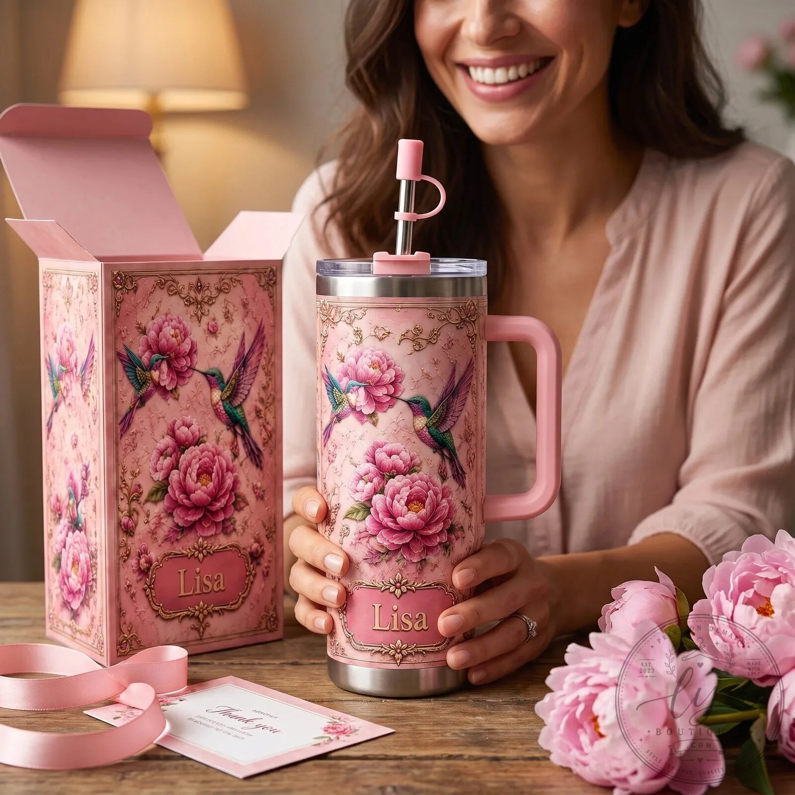 Personalized Hummingbirds Peony Floral Design Stainless Steel Tumbler 15 Personalized Hummingbirds Peony Floral Design Stainless Steel Tumbler