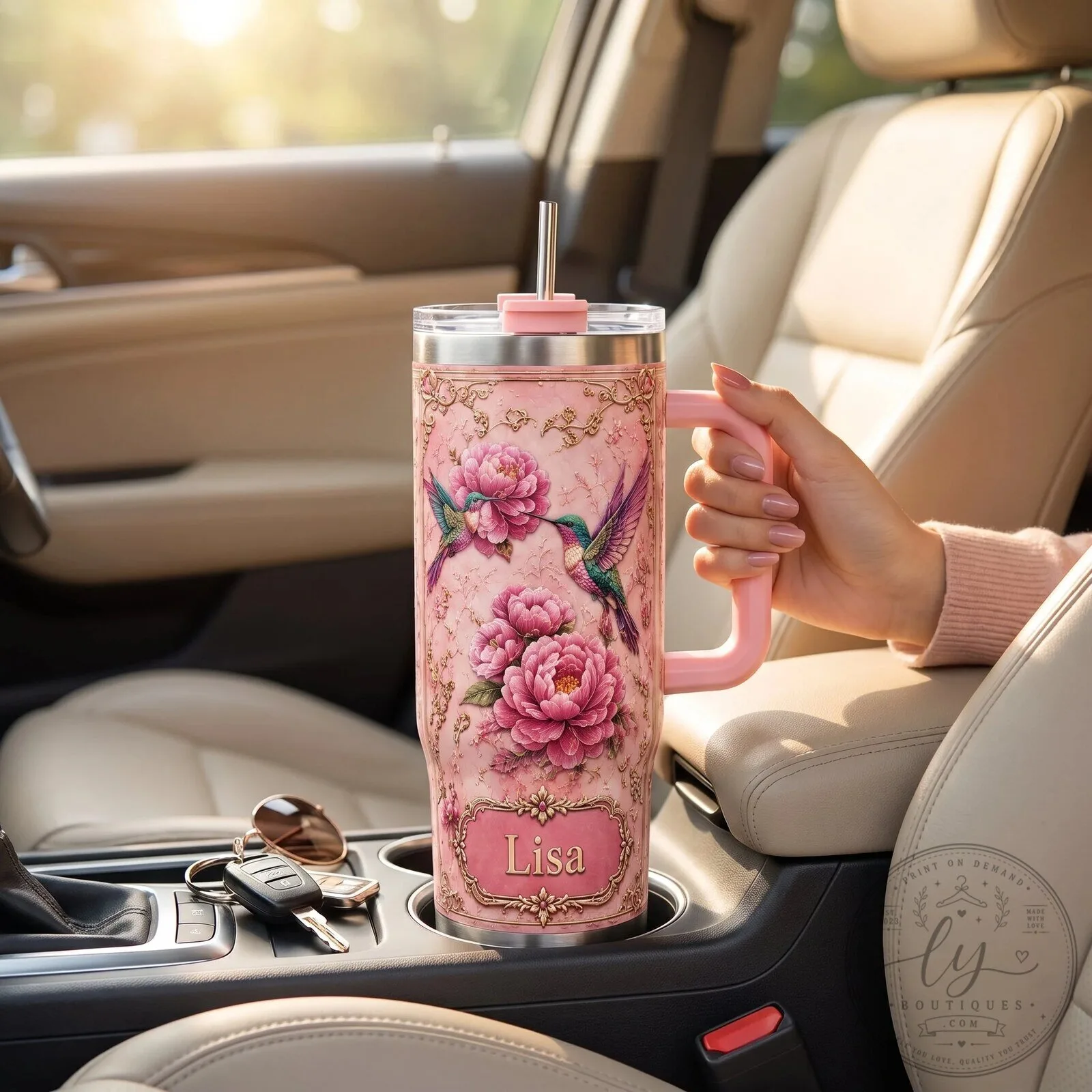 Personalized Hummingbirds Peony Floral Design Stainless Steel Tumbler 18 Personalized Hummingbirds Peony Floral Design Stainless Steel Tumbler
