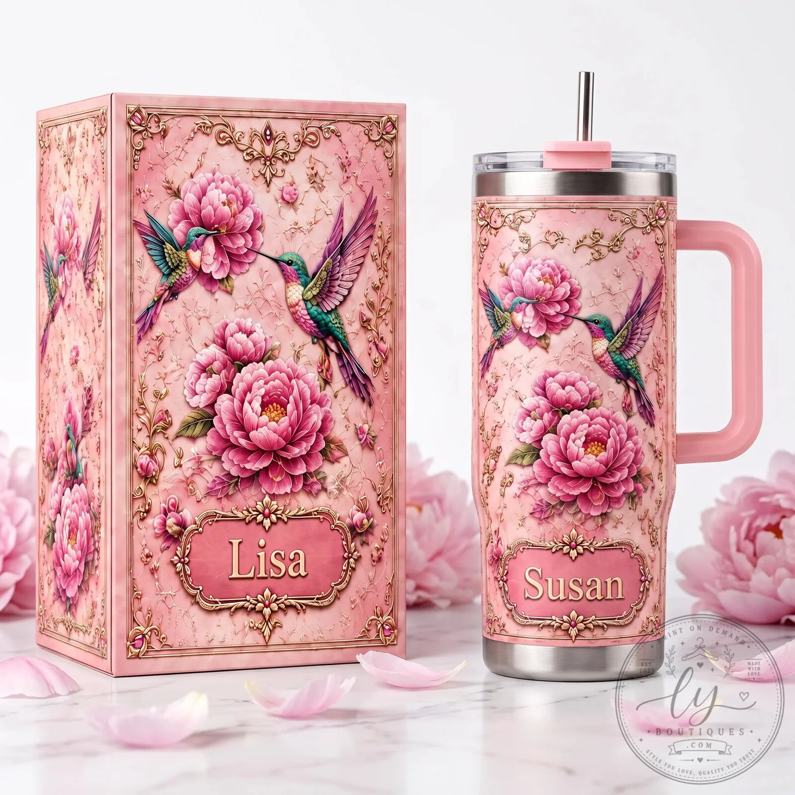 Personalized Hummingbirds Peony Floral Design Stainless Steel Tumbler 21 Personalized Hummingbirds Peony Floral Design Stainless Steel Tumbler