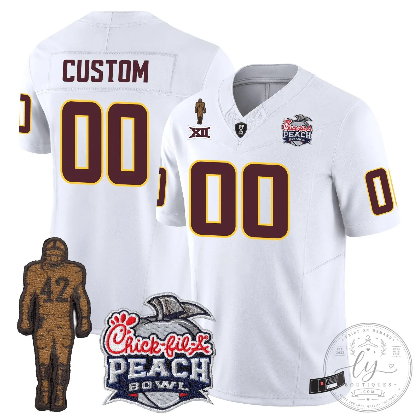 Arizona State Sun Devils Football Peach Bowl Custom Jersey 12 Arizona State Sun Devils Football Peach Bowl Custom Jersey