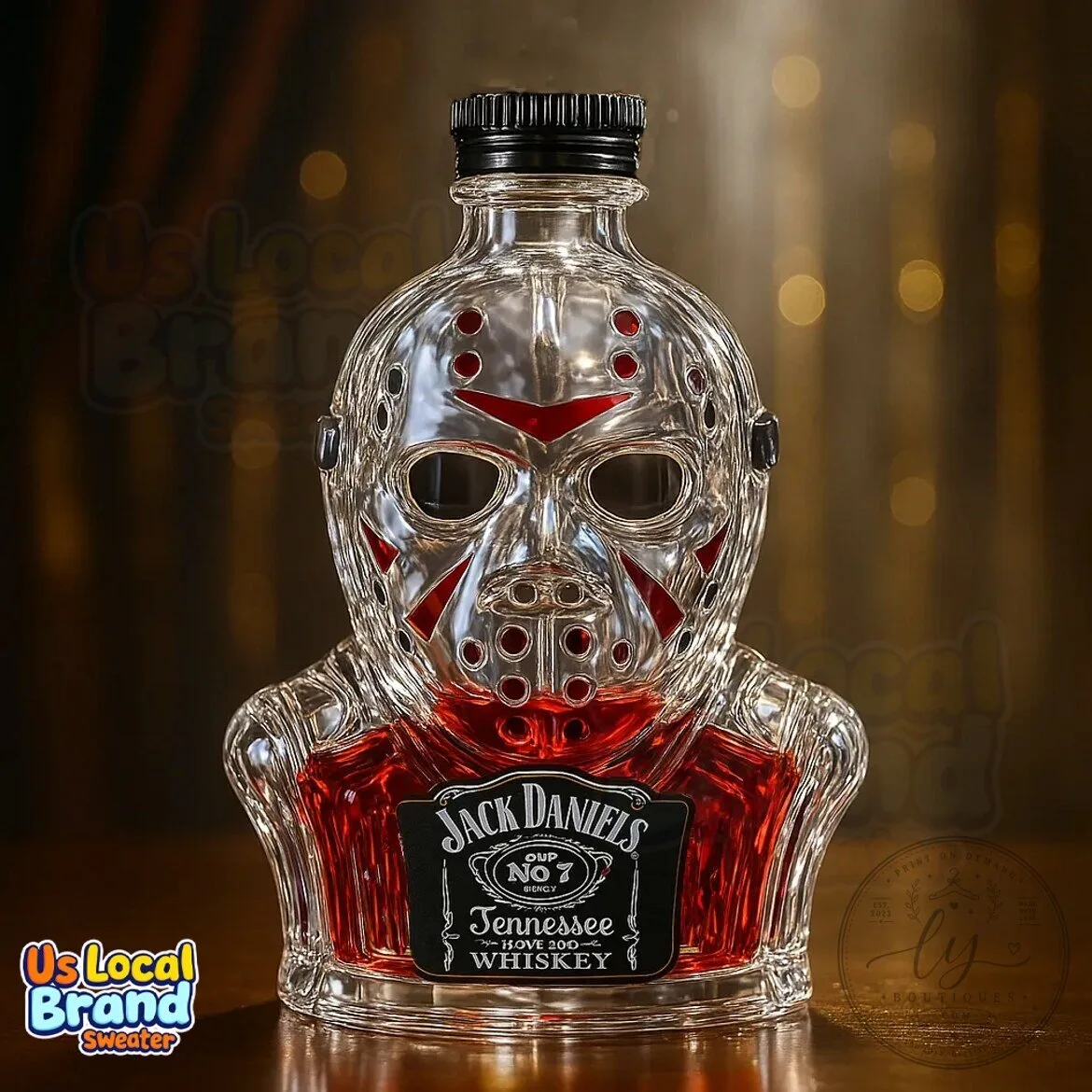 Jason Voorhees Mask Jack Daniel's Whiskey Bottle Decanter
