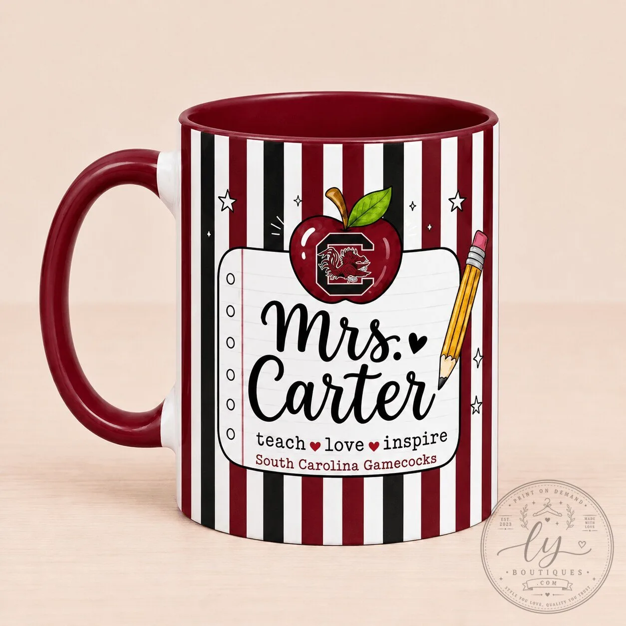 South Carolina Gamecocks Personalized Teacher Appreciation Coffee Mug