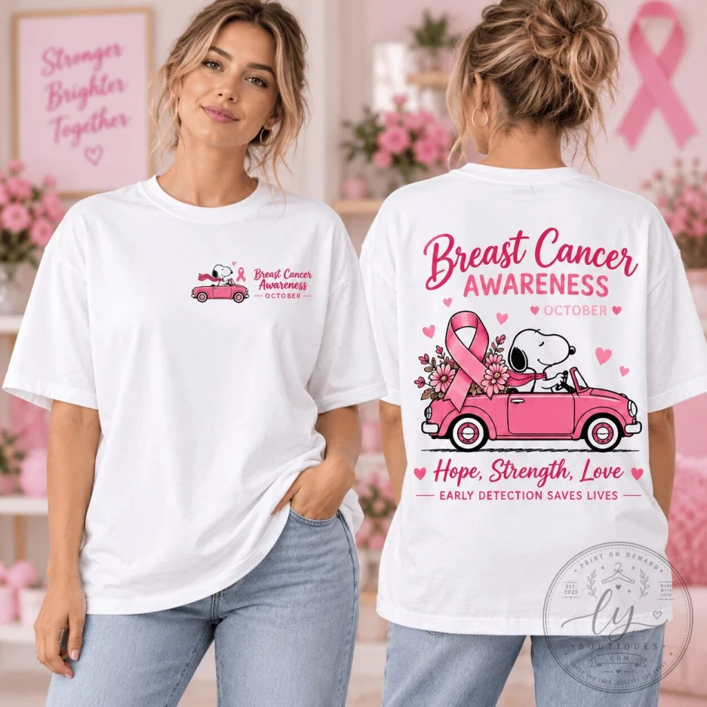 Snoopy Breast Cancer Awareness Hope Strength Love October T-Shirt Snoopy Breast Cancer Awareness Hope Strength Love October T-Shirt