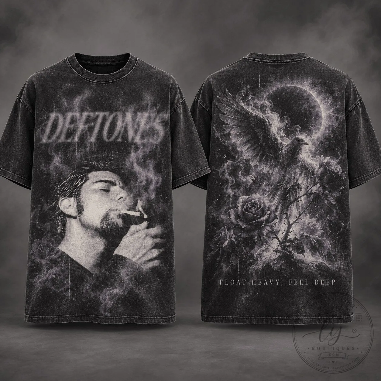 Deftones Chino Moreno Smoking Portrait Thorn Circle T-Shirt