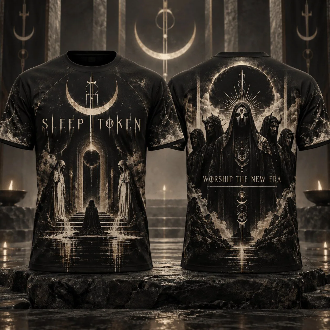 Sleep Token Gold Hooded Figure Ornamental Arch Worship The New Era T-Shirt