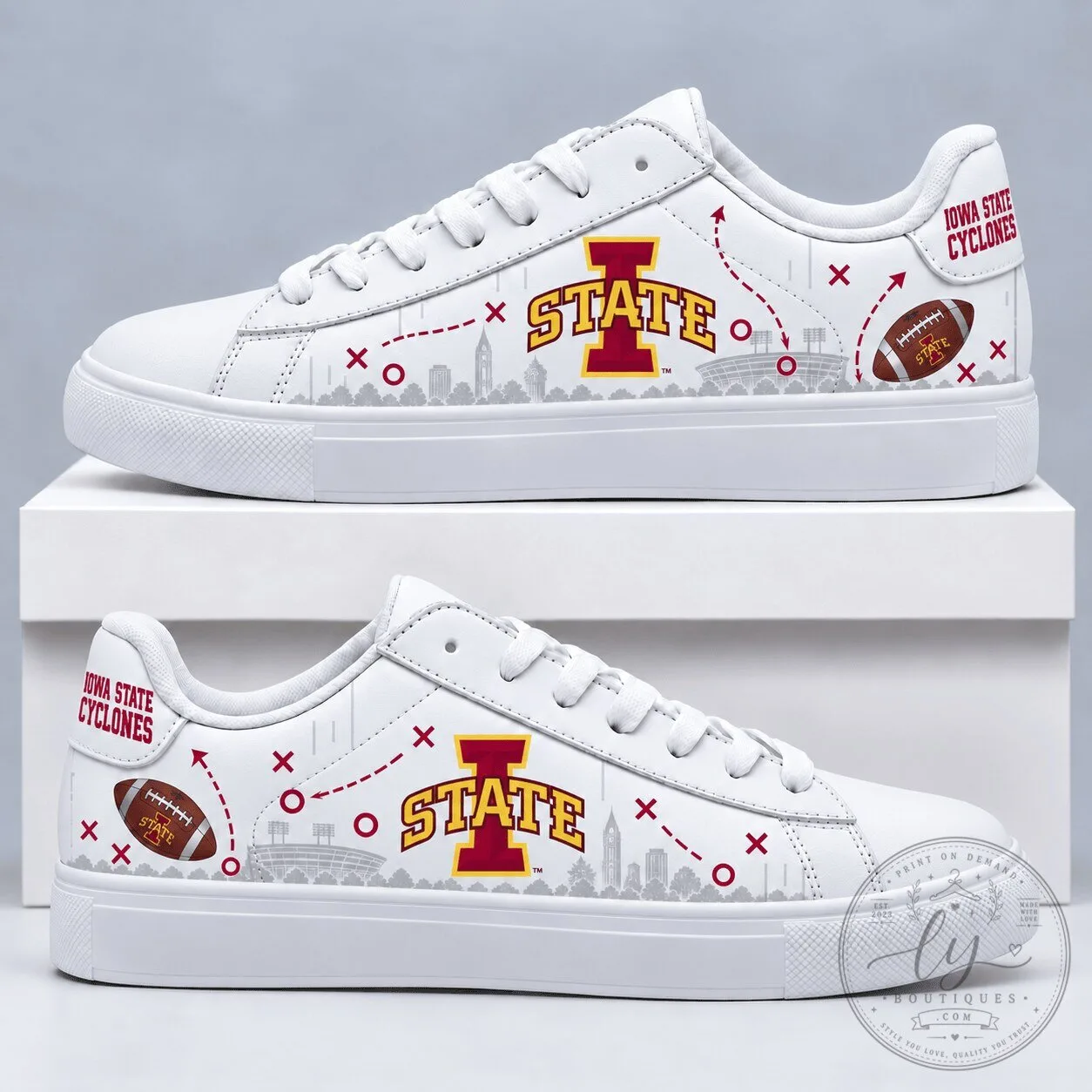 Iowa State Cyclones Football Team White Low Top Sneakers 1 Iowa State Cyclones Football Team White Low Top Sneakers