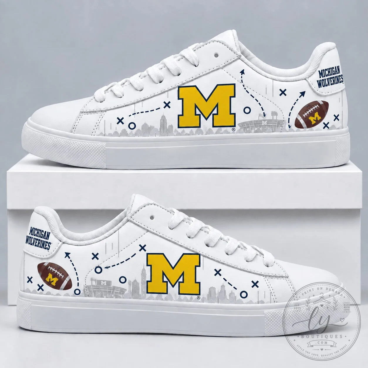 Michigan Wolverines White Low Top Sneakers 2 Michigan Wolverines White Low Top Sneakers