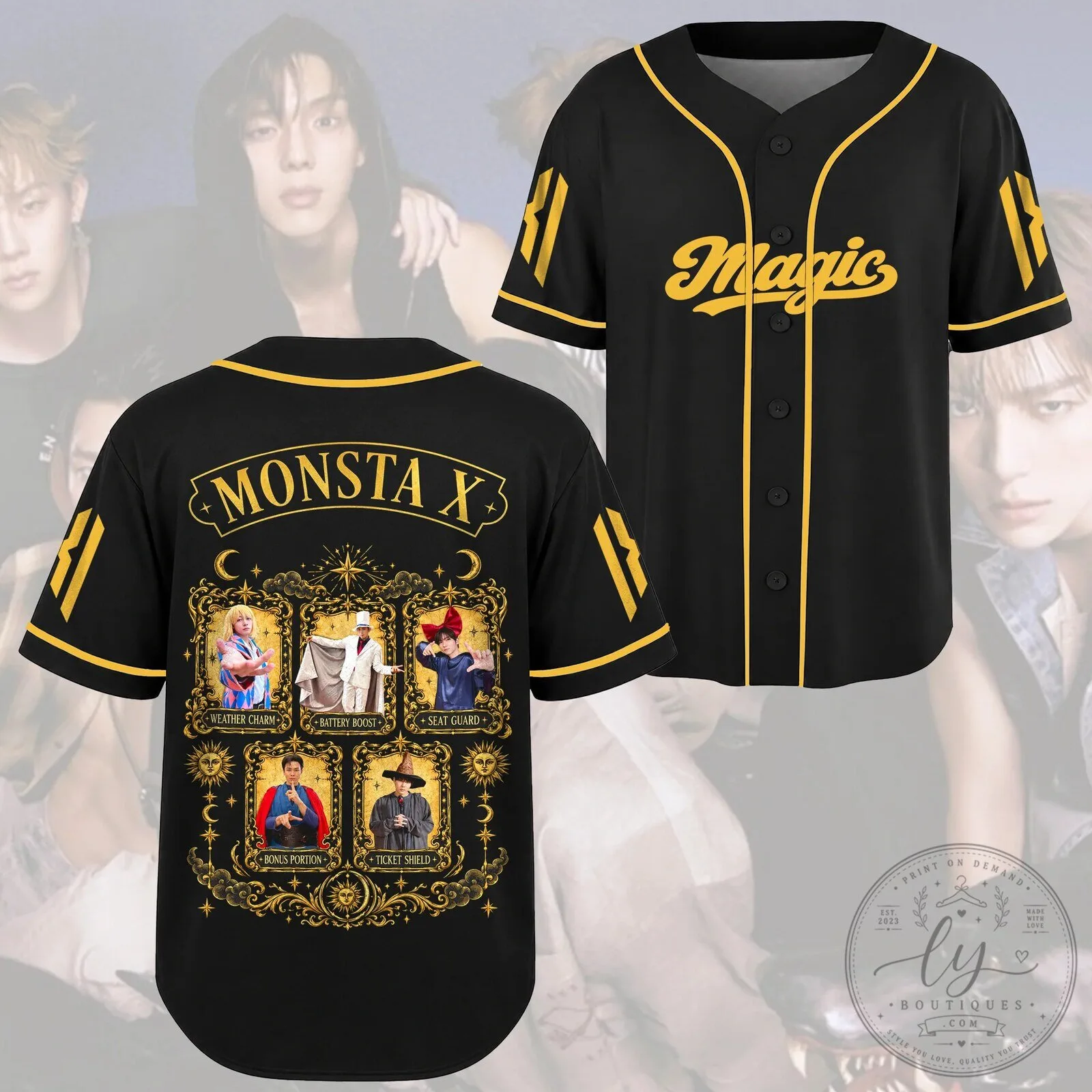Monsta X Magic Nexus Tour Grunge Baseball Jersey 1 Monsta X Magic Nexus Tour Grunge Baseball Jersey