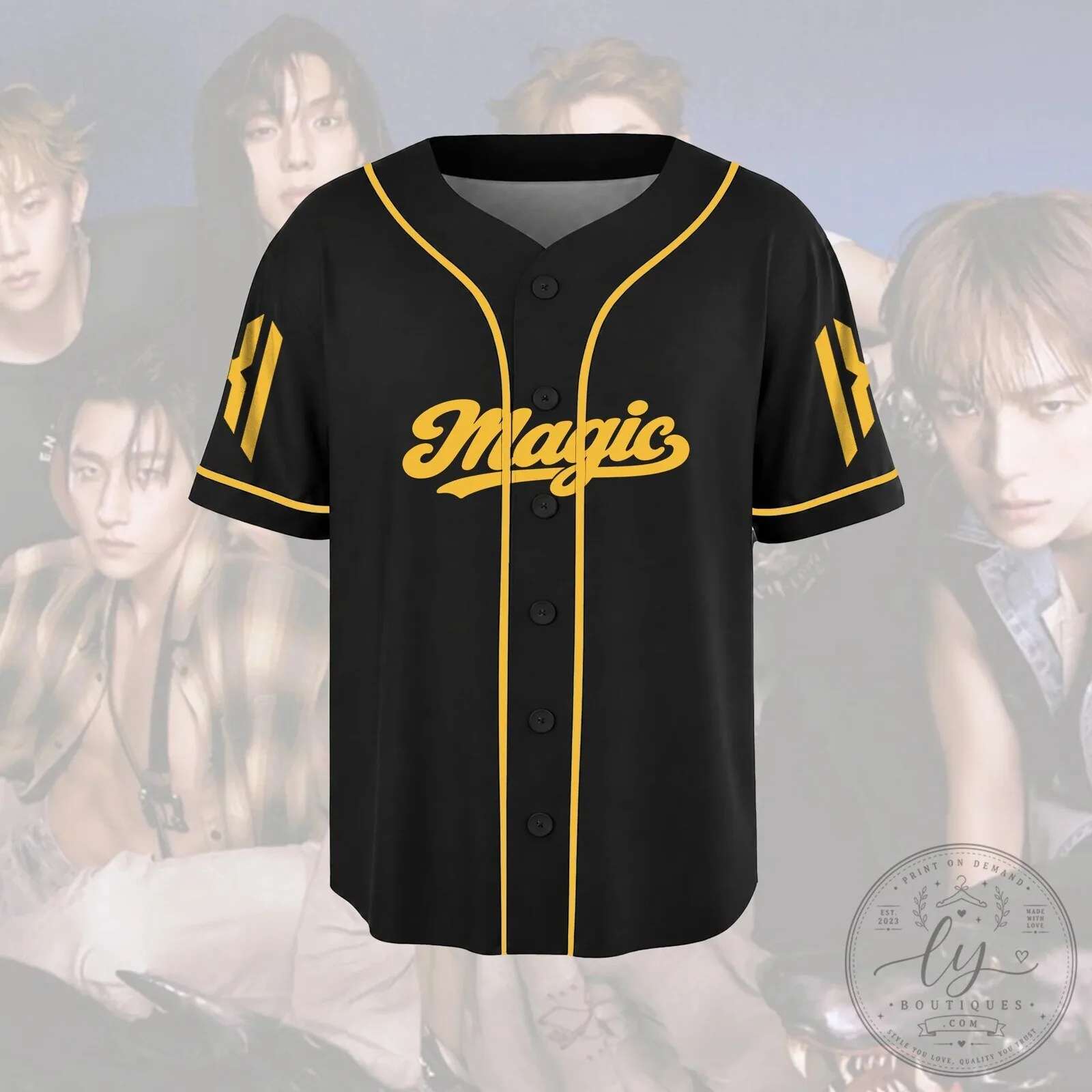 Monsta X Magic Nexus Tour Grunge Baseball Jersey 8 Monsta X Magic Nexus Tour Grunge Baseball Jersey