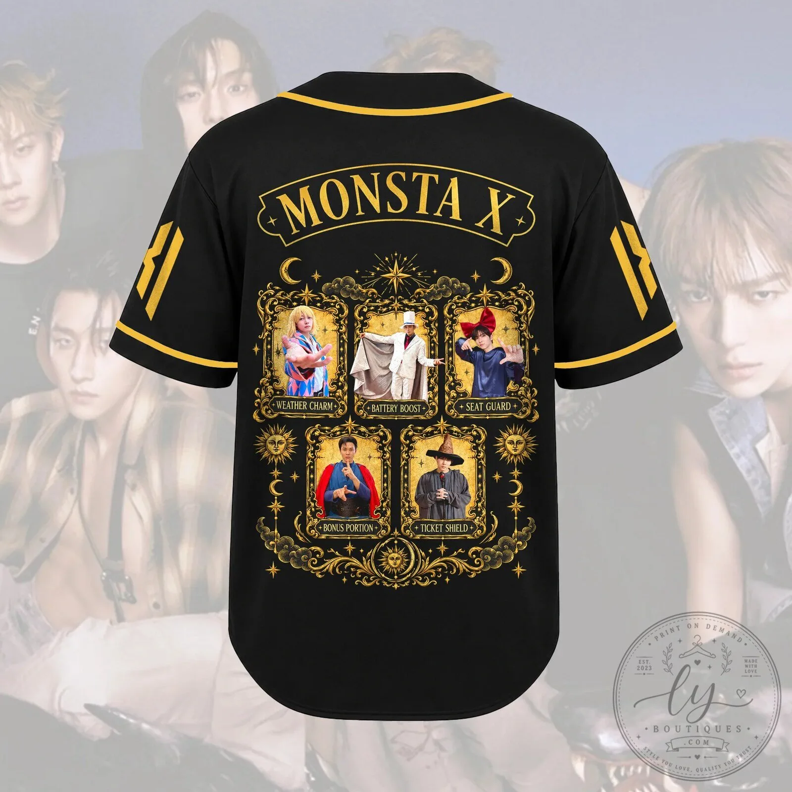 Monsta X Magic Nexus Tour Grunge Baseball Jersey 9 Monsta X Magic Nexus Tour Grunge Baseball Jersey