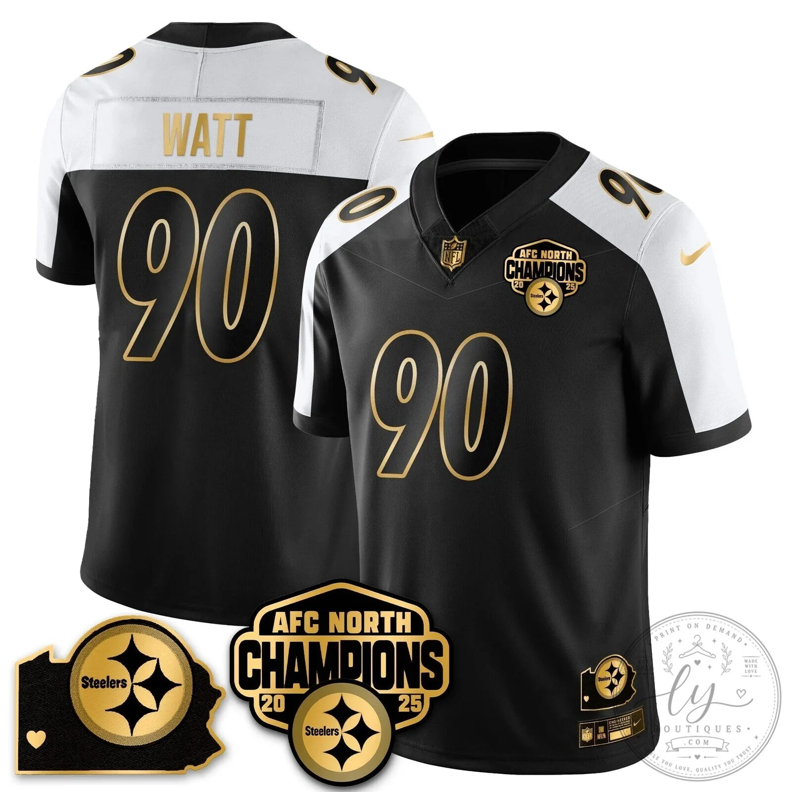 Pittsburgh Steelers T. J. Watt #90 Football Jersey - AFC North Champions Edition 6 Pittsburgh Steelers T. J. Watt #90 Football Jersey - AFC North Champions Edition