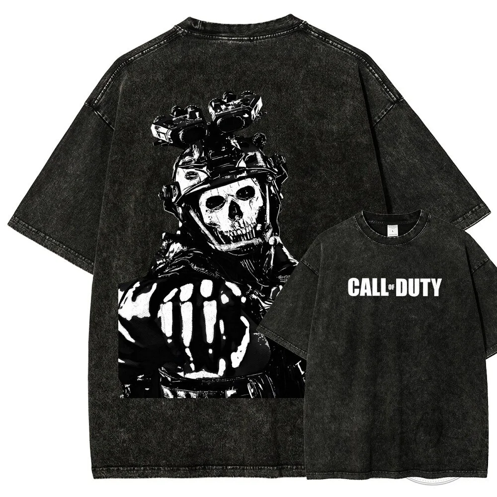 Call of Duty Skull Soldier Washed Black Graphic T-Shirt