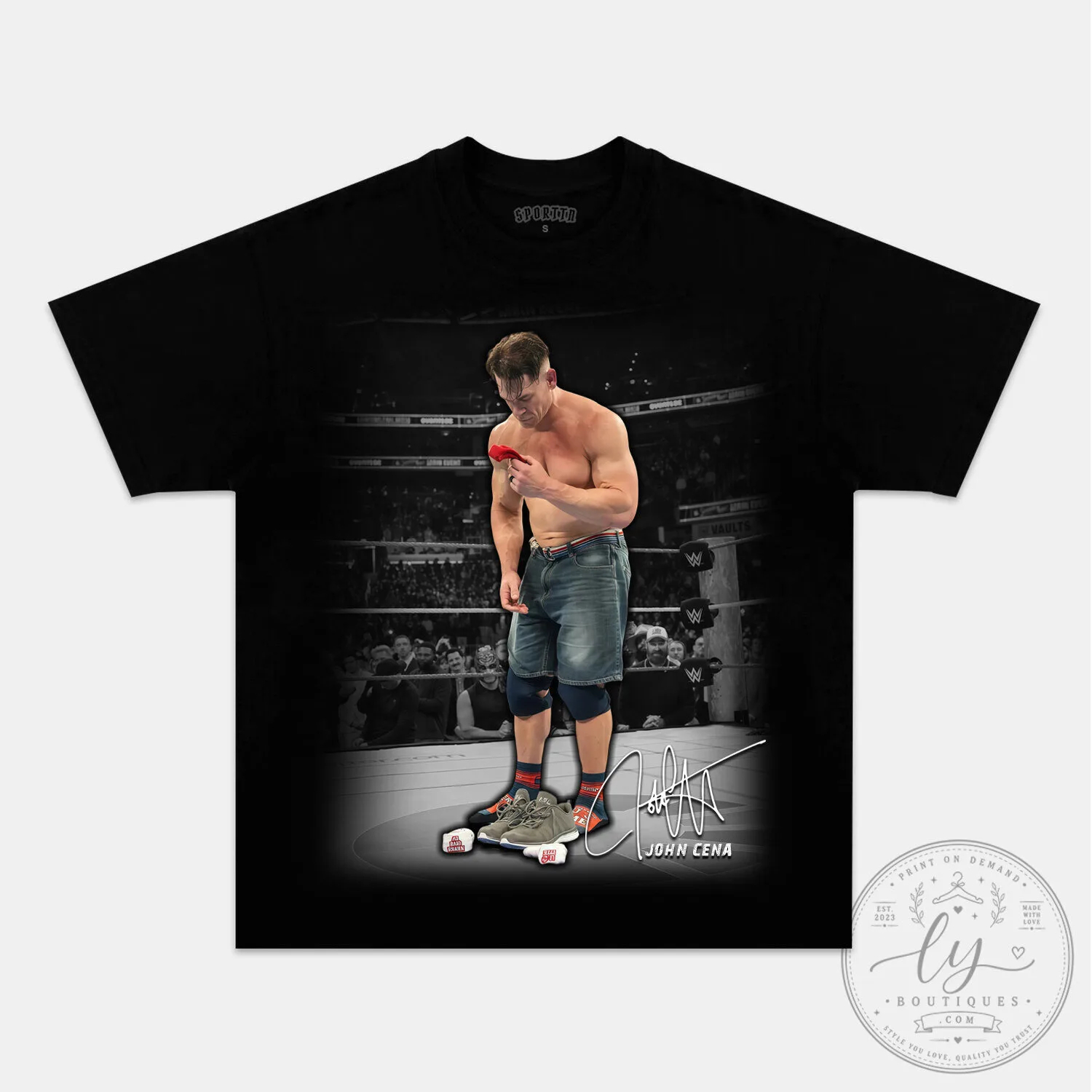 John Cena WWE Wrestling Superstar Black Graphic Print T-Shirt 2 John Cena WWE Wrestling Superstar Black Graphic Print T-Shirt