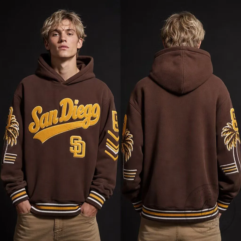 San Diego Padres Baseball Team Logo Brown Hoodie Sweatshirt