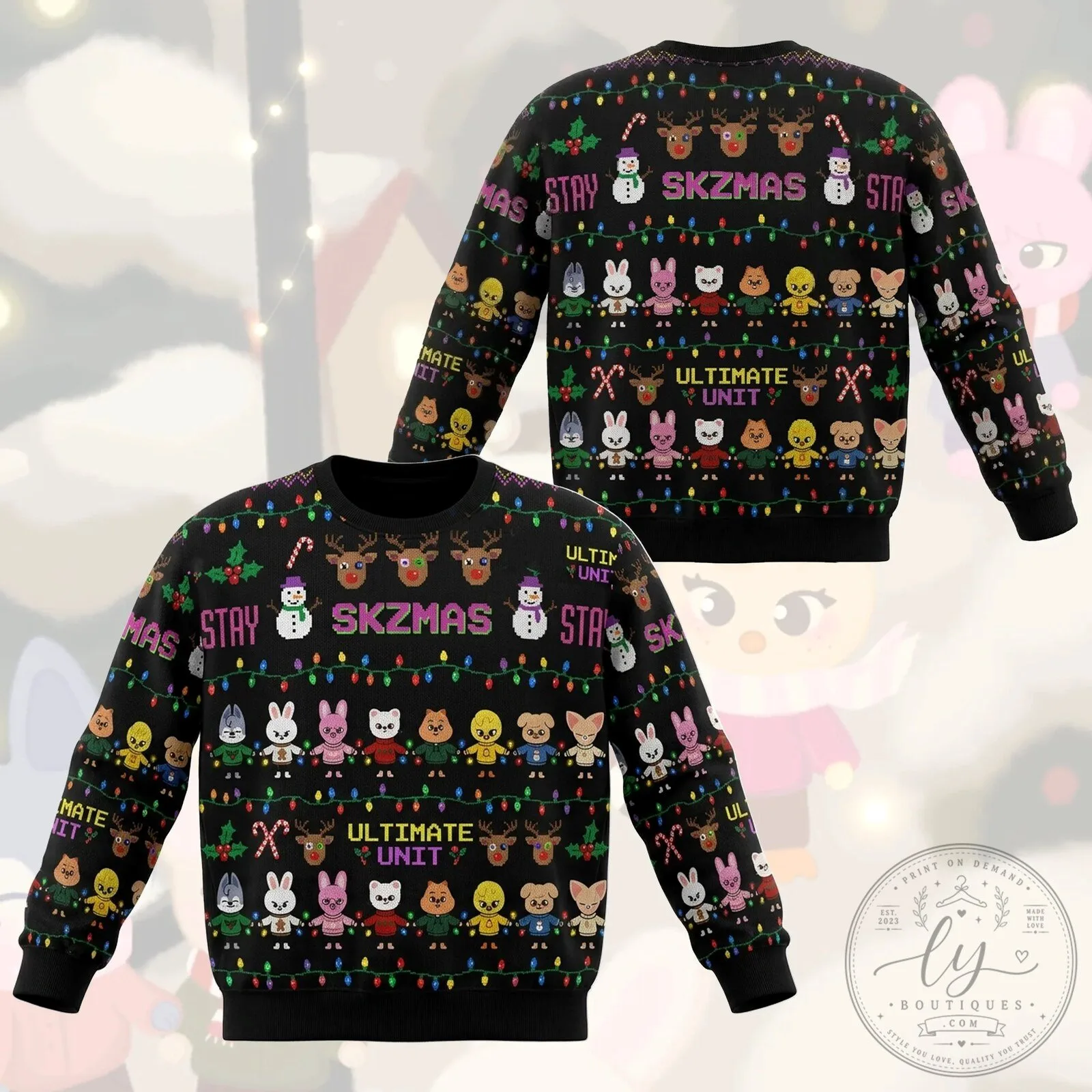 Stray Kids SKZMAS Christmas Fairy Lights Ugly Christmas Sweater For STAY Fan