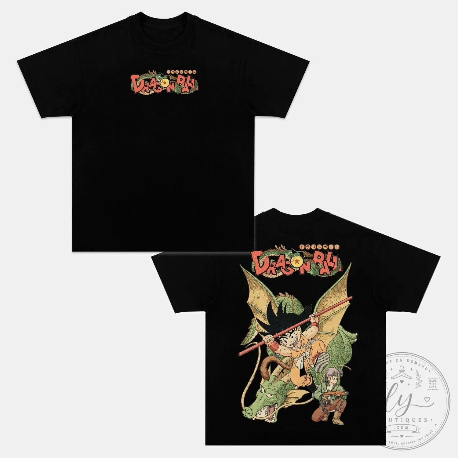 Dragon Ball Son Goku and Bulma on Shenron Vintage Anime T-Shirt