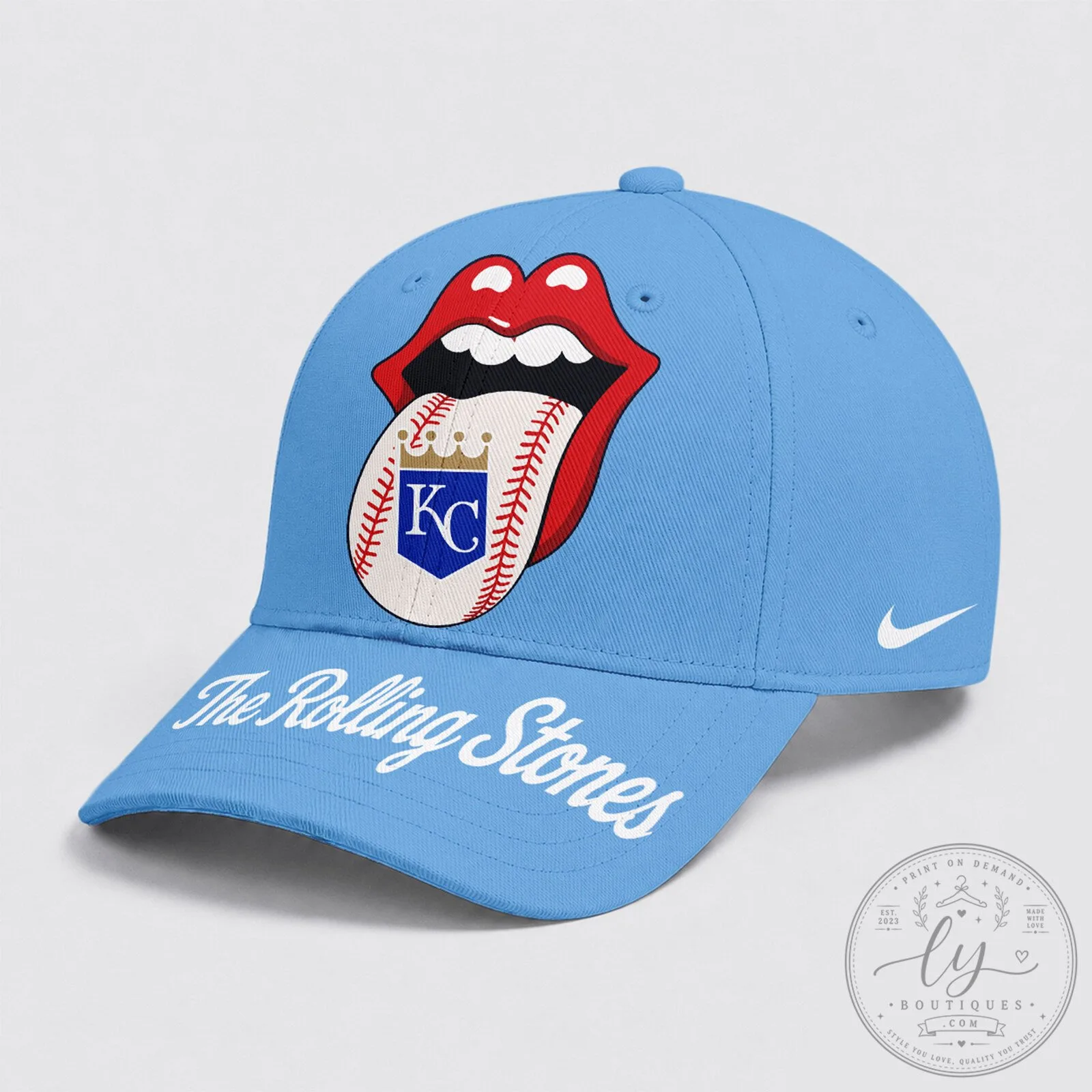 The Rolling Stones Tongue Logo Hat for Kansas City Royals Baseball Fans