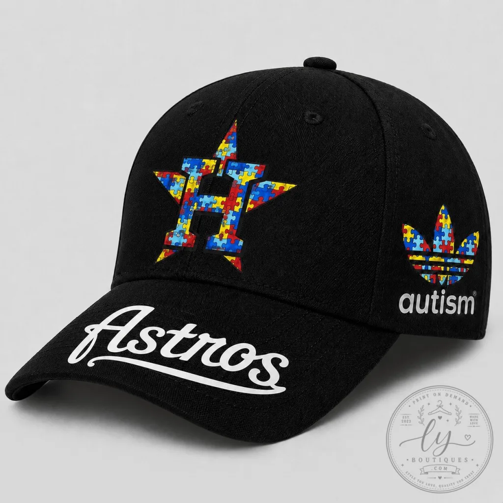 Houston Astros Baseball Autism Awareness Puzzle Logo Cap Hat
