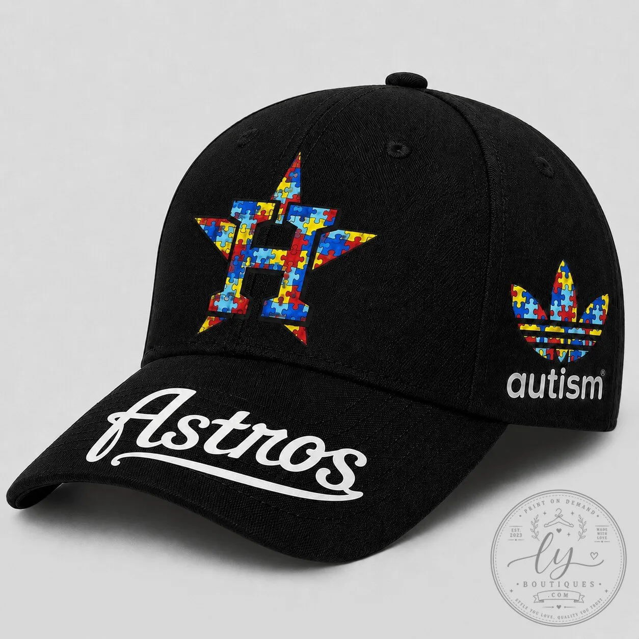 Houston Astros Baseball Autism Awareness Puzzle Logo Cap Hat