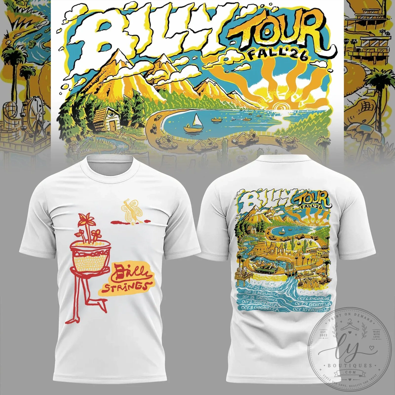 Billy Strings Fall 2026 Tour Dates White Graphic T-Shirt