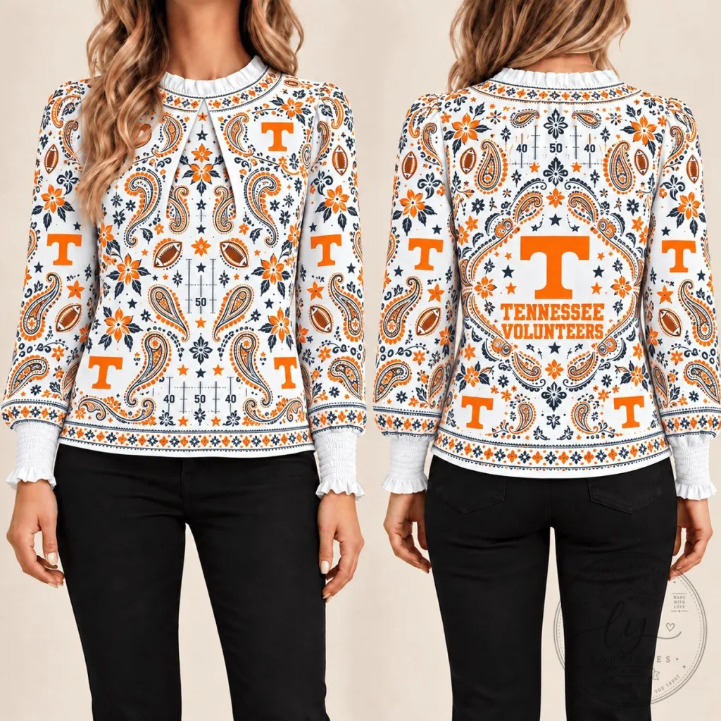 Tennessee Volunteers Paisley Pattern Long-Sleeve Blouse for Women
