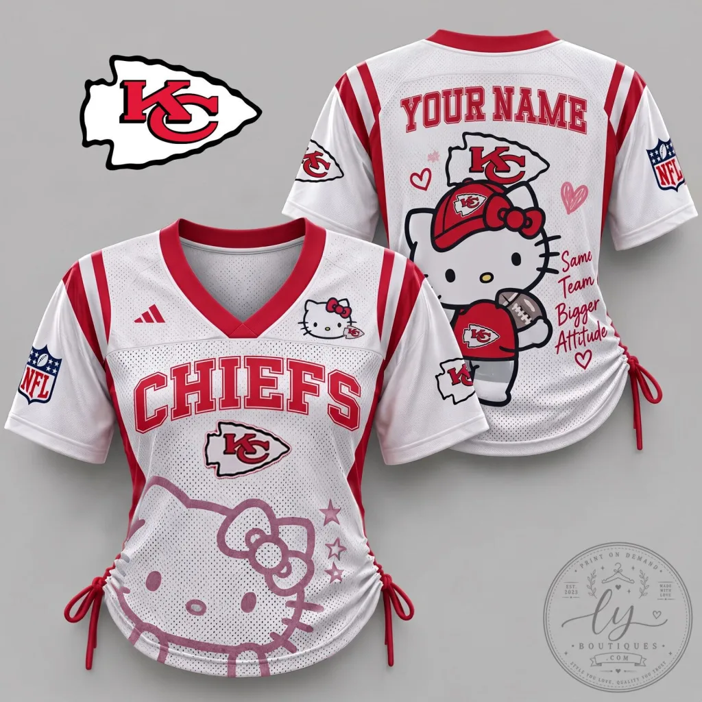 Kansas City Chiefs Hello Kitty Sweetheart Football Jersey