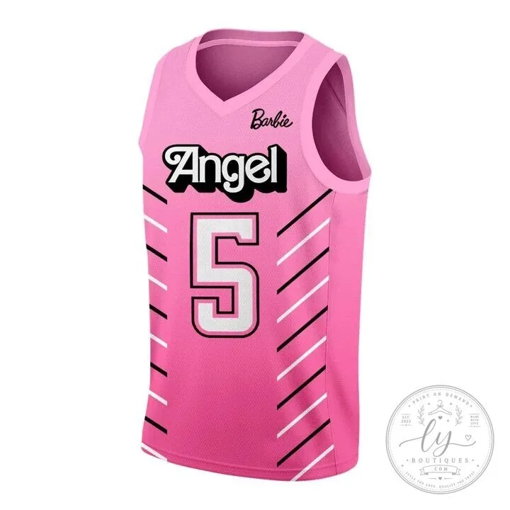Angel Reese Barbie Pink Basketball Jersey 8 Angel Reese Barbie Pink Basketball Jersey
